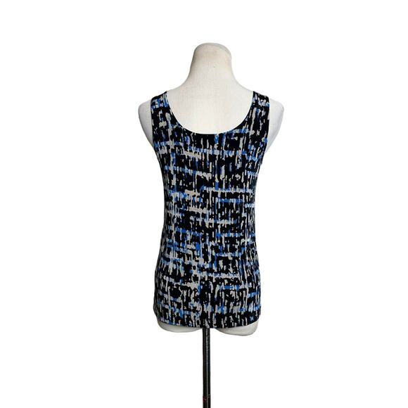 Chico's Travelers bblack blue tan abstract print sleeveless top size 0 - small - Picture 9 of 10